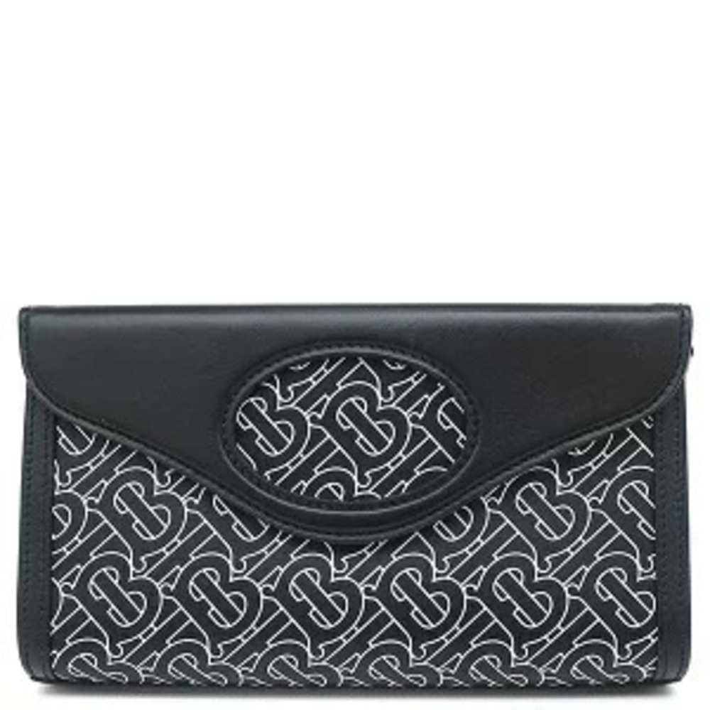 Burberry bag BT logo leather shoulder black white clutch - Picture 1 of 6